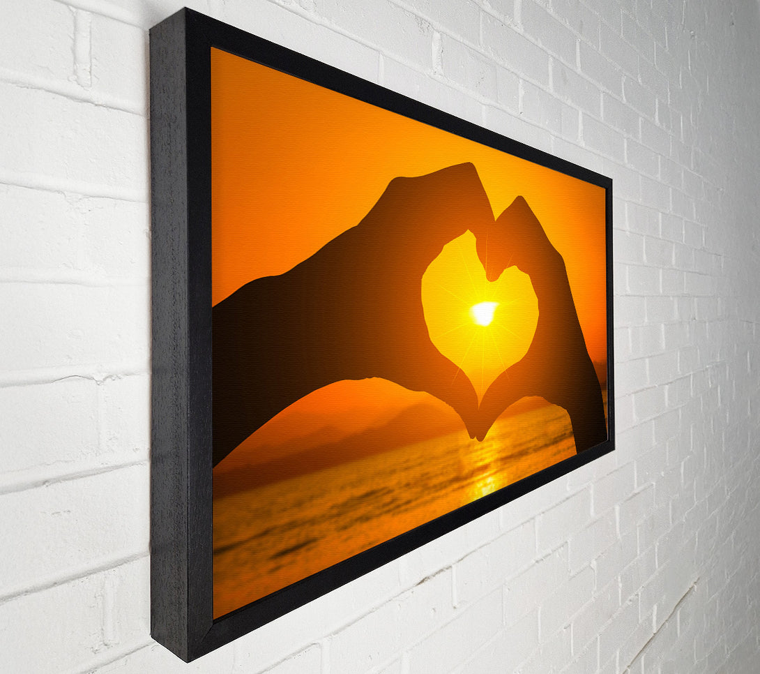  A Canvas Print of love heart hands sunset Canvas Wall Art