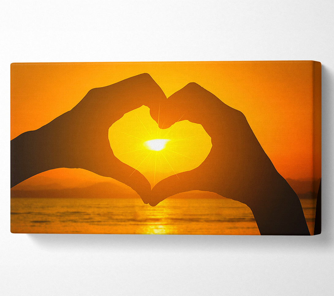  A Canvas Print of love heart hands sunset Canvas Wall Art