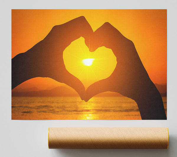 Love Heart Hands Sunset Giclee Print