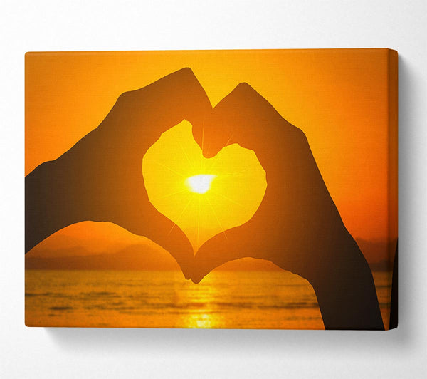  A Canvas Print of love heart hands sunset Canvas Wall Art