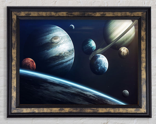 Out in space planets Framed Print
