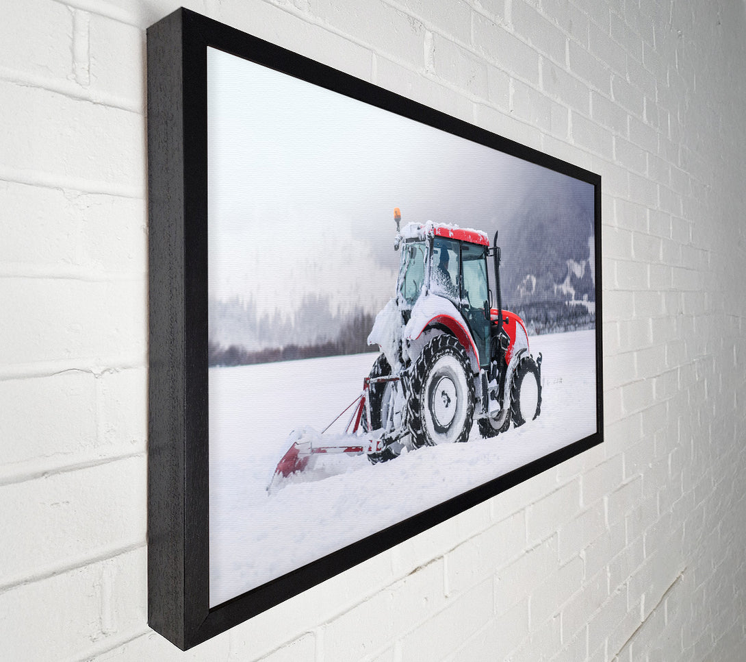  A Canvas Print of Tractor in the snow Canvas Art