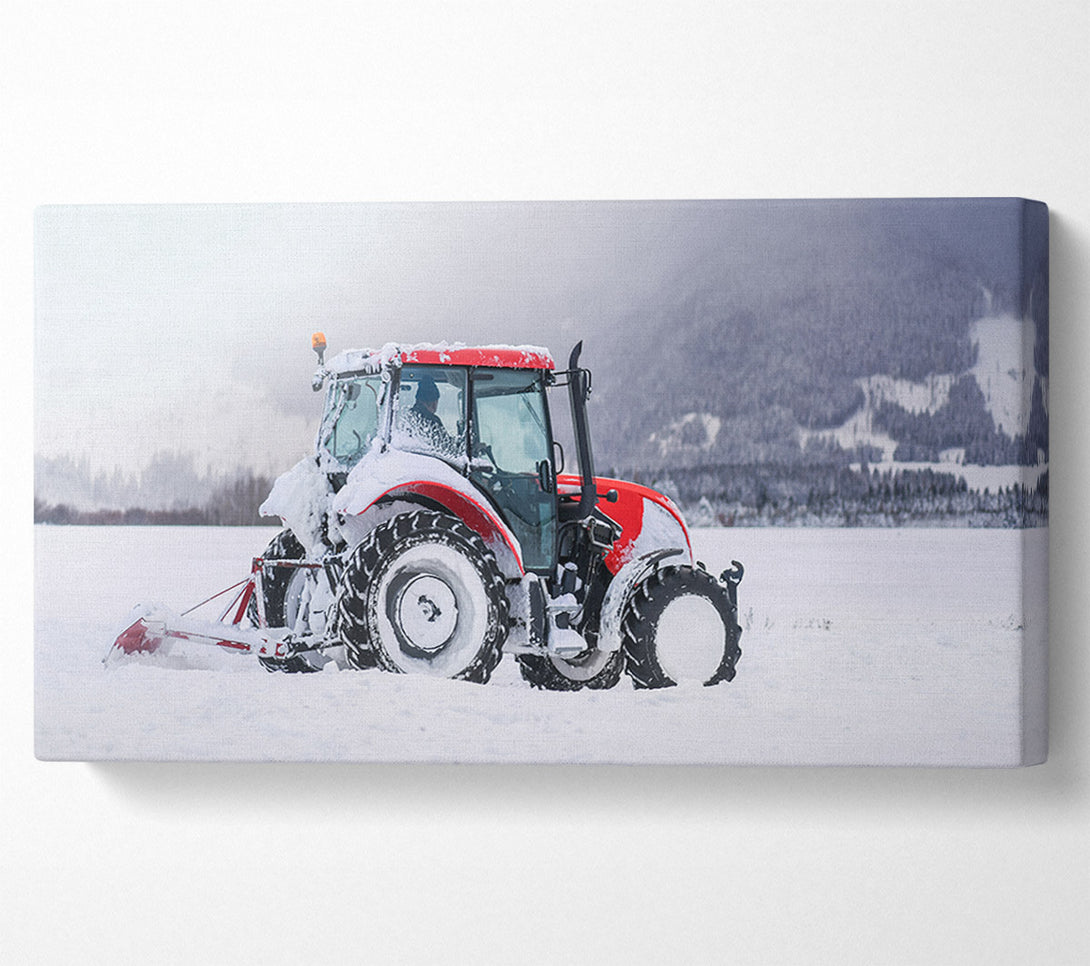  A Canvas Print of Tractor in the snow Canvas Art