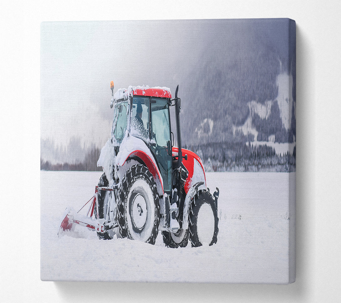  A Canvas Print of Tractor in the snow Canvas Art