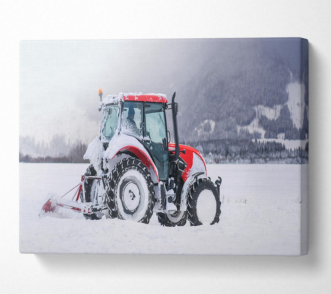 A Canvas Print of Tractor in the snow Canvas Art