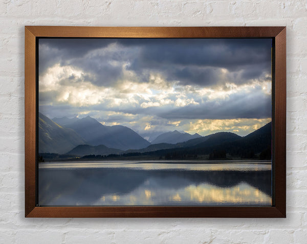 Grey tones of mountain view Framed Print