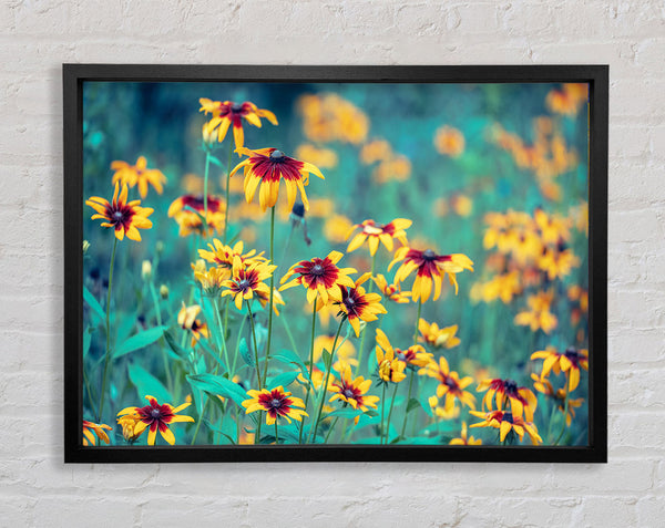 Yellow flowers in the greenery Framed Print