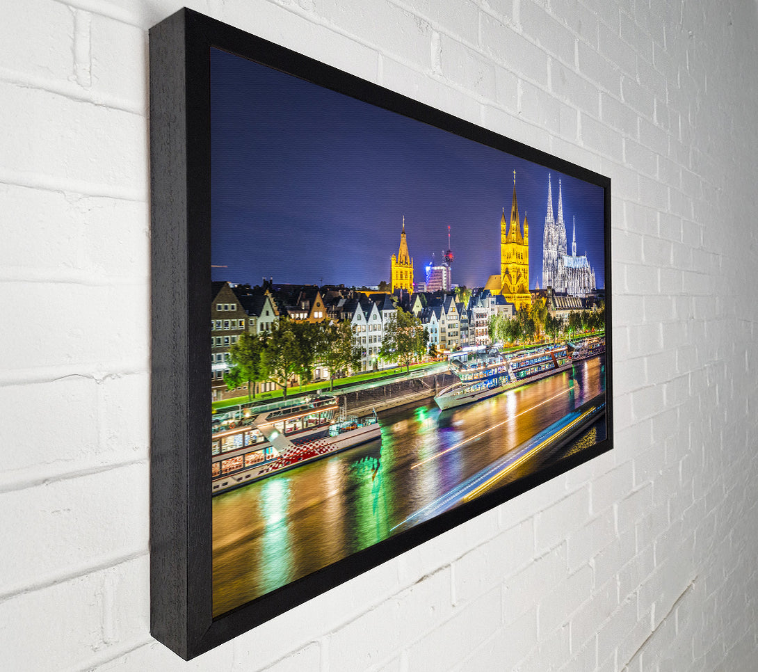  A Canvas Print of Bold lights on the harbour Canvas Print