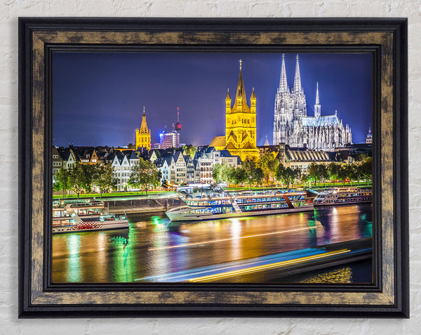 Bold lights on the harbour Framed Print