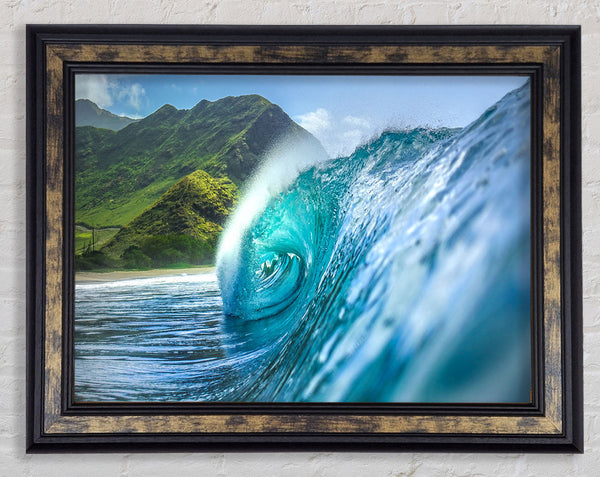Water swirling waves Framed Print