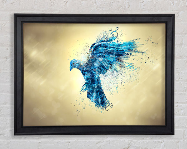 Blue bird illustrations flight Framed Print