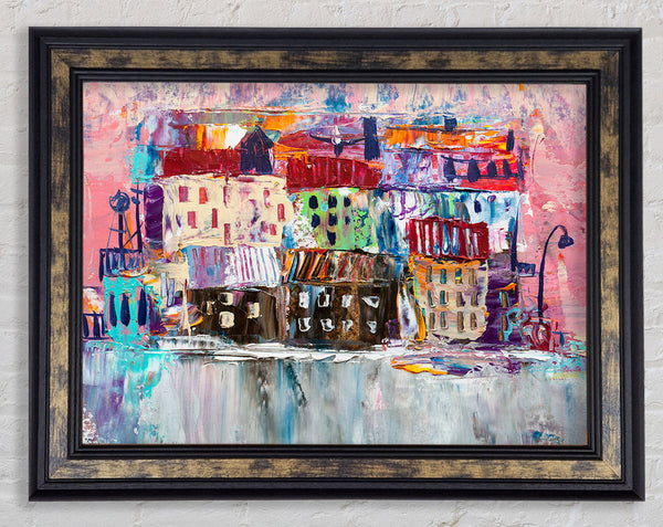 Thick painted city illiustration Framed Print