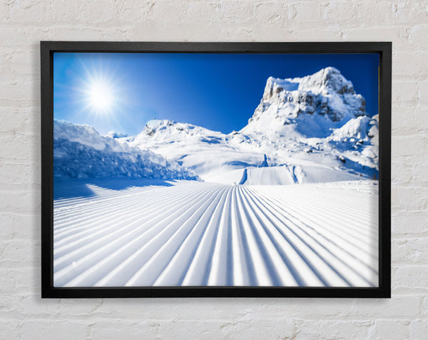 Straight lines in the snow Framed Print