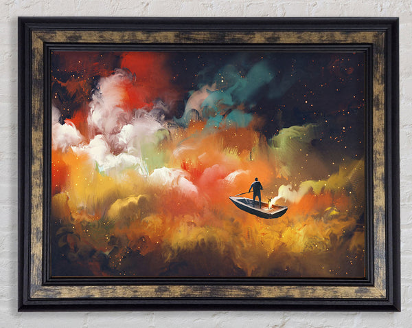 Digital painting row boat Framed Print