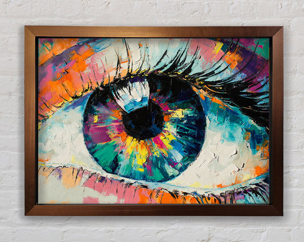 Detailed eye up close acrylic paints Framed Print