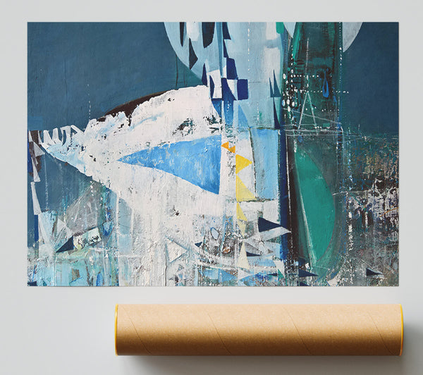 Teal And Blue Cold Shapes Poster