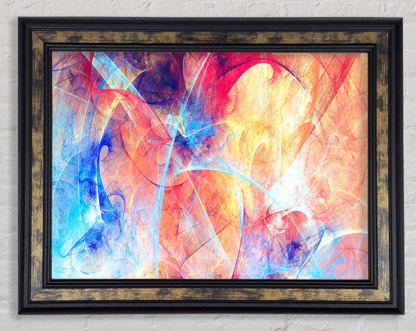 Swirls of blue and peach Framed Print