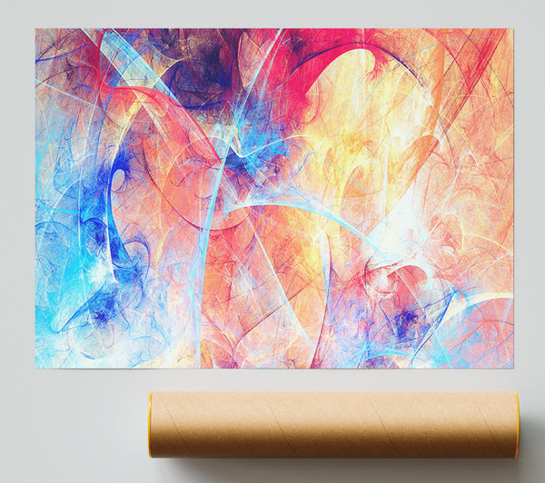 Swirls Of Blue And Peach Print
