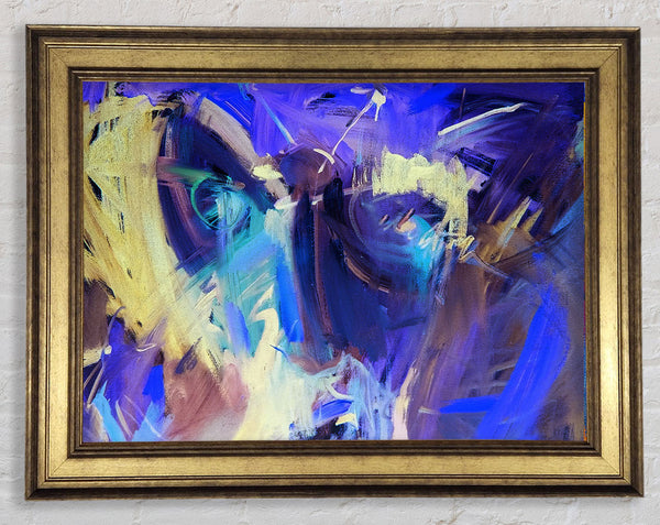 Harsh Pastel strokes of blue and yellow Framed Print