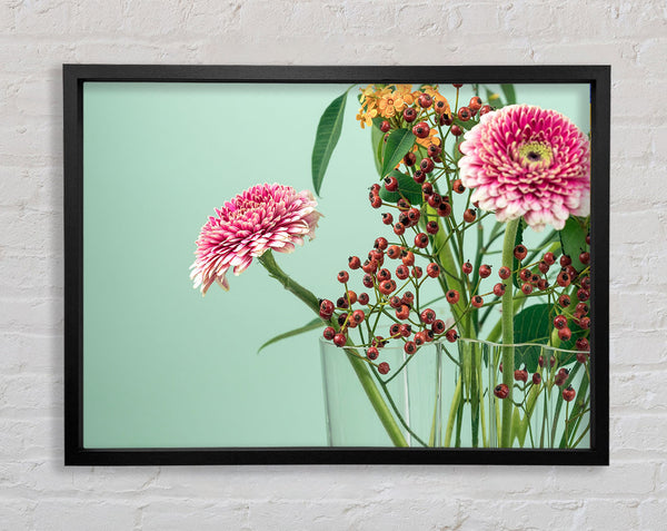 Vase of flowers with berries Framed Print