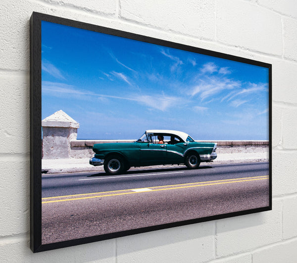 Classic car down the highway