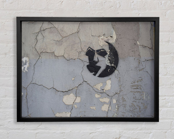 Simple street art on eroded wall Framed Print