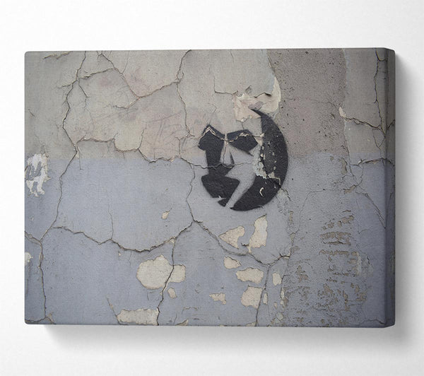  A Canvas Print of Simple street art on eroded wall Canvas Print