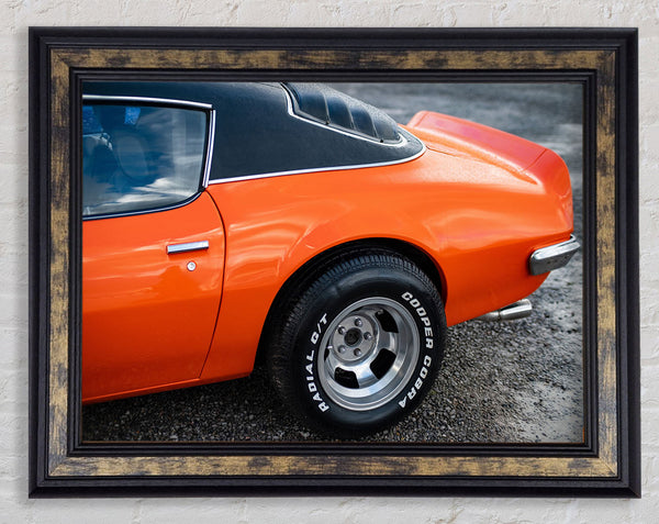 Orange end of classic car Framed Print