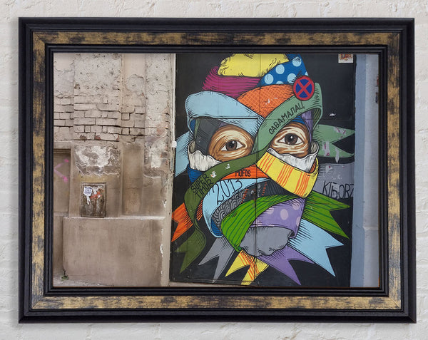Wrapped up face art Framed Print