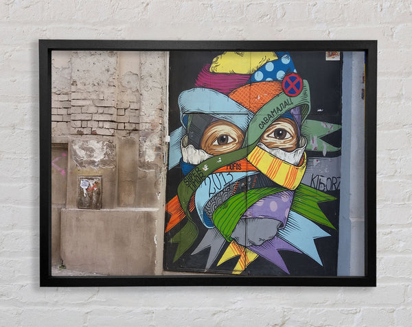Wrapped up face art Framed Print