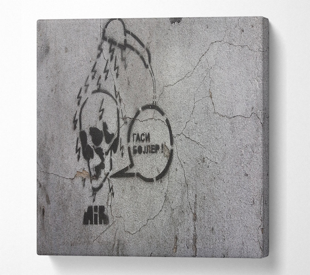  A Canvas Print of Skull voltage shower Canvas Wall Art