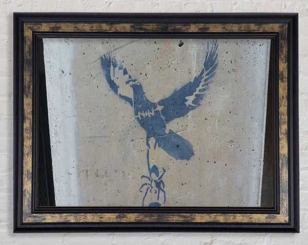 Dove taking off with spider Framed Print