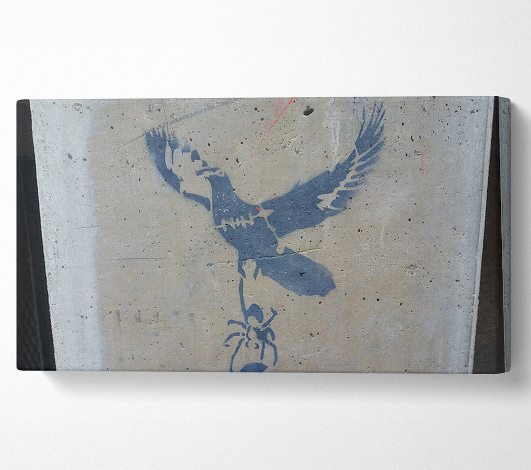  A Canvas Print of Dove taking off with spider Canvas Wall Art