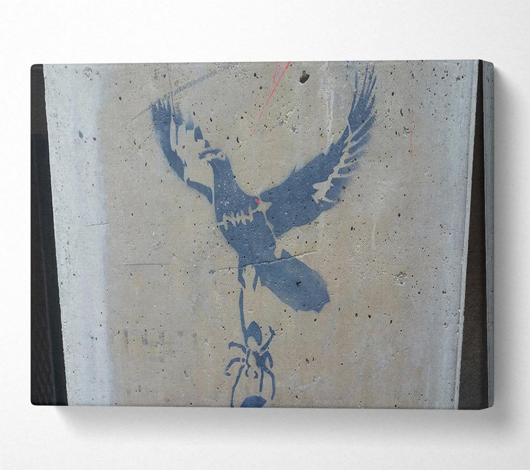  A Canvas Print of Dove taking off with spider Canvas Wall Art
