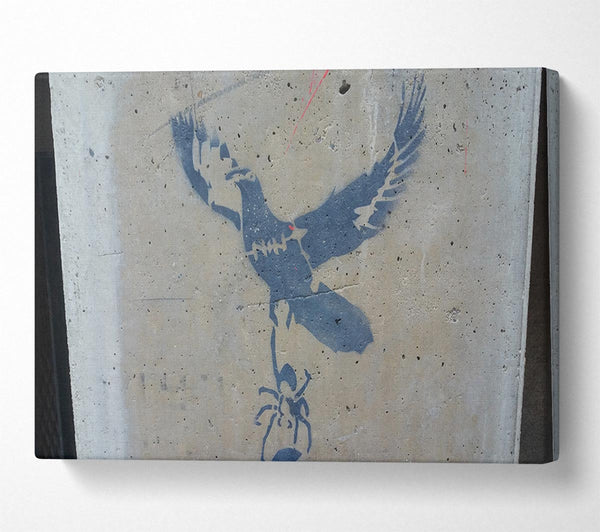  A Canvas Print of Dove taking off with spider Canvas Wall Art