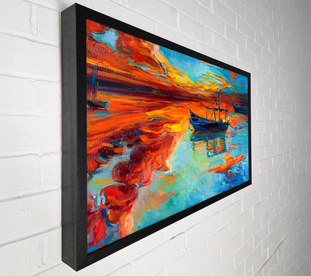  A Canvas Print of Row boat on the horizon of colour Canvas Art
