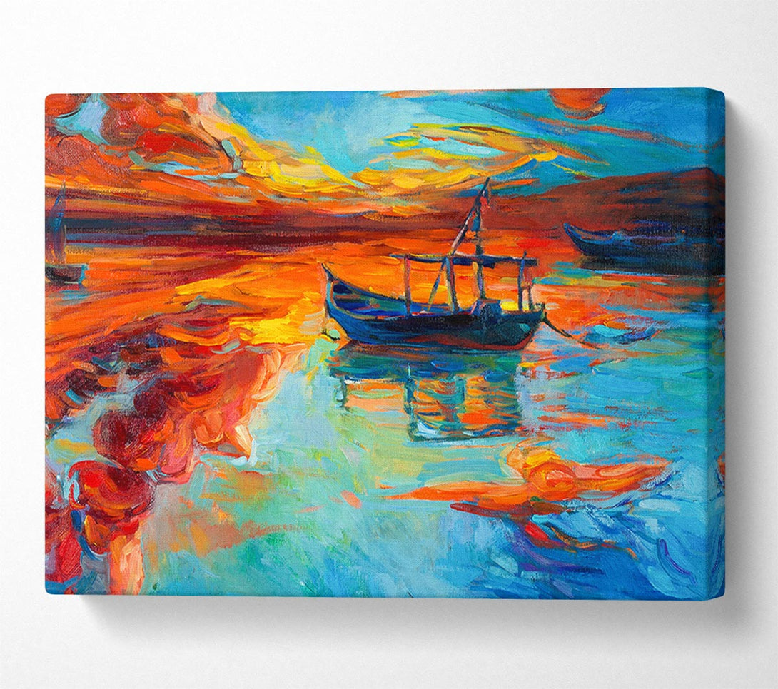  A Canvas Print of Row boat on the horizon of colour Canvas Art
