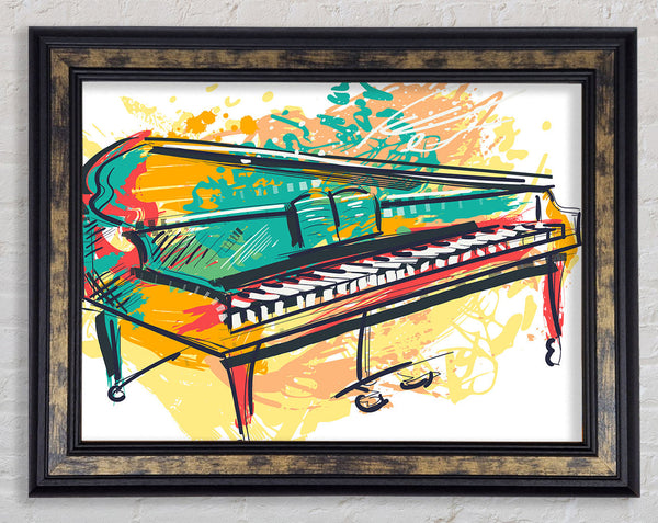 Grand piano in colour Framed Print