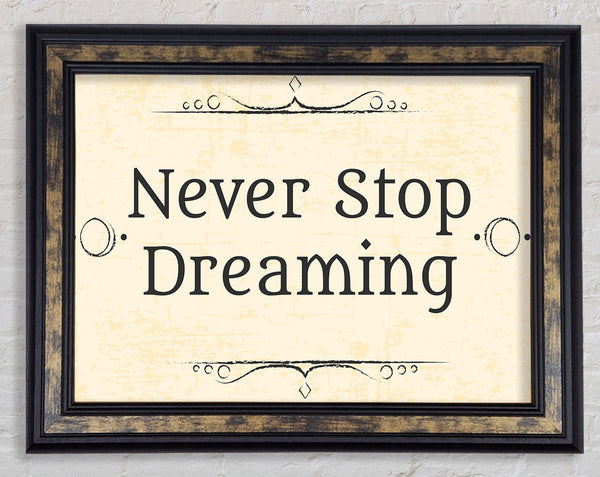 Never stop dreaming Framed Print