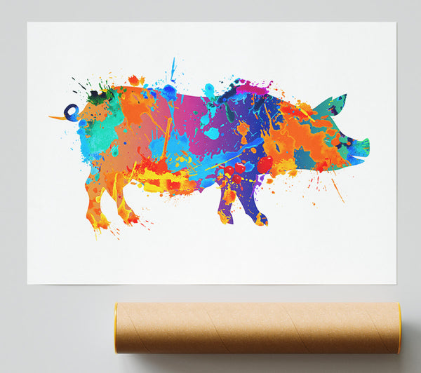 Colour Splash Pig Giclee Print
