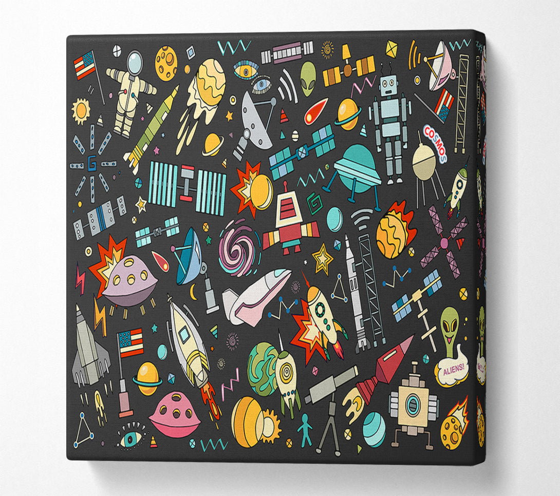  A Canvas Print of Spaceships and UFOS Canvas Print