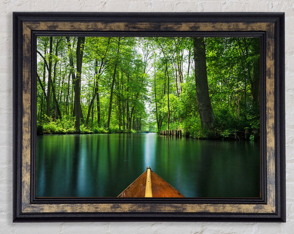 Sitting on a row boat journey Framed Print