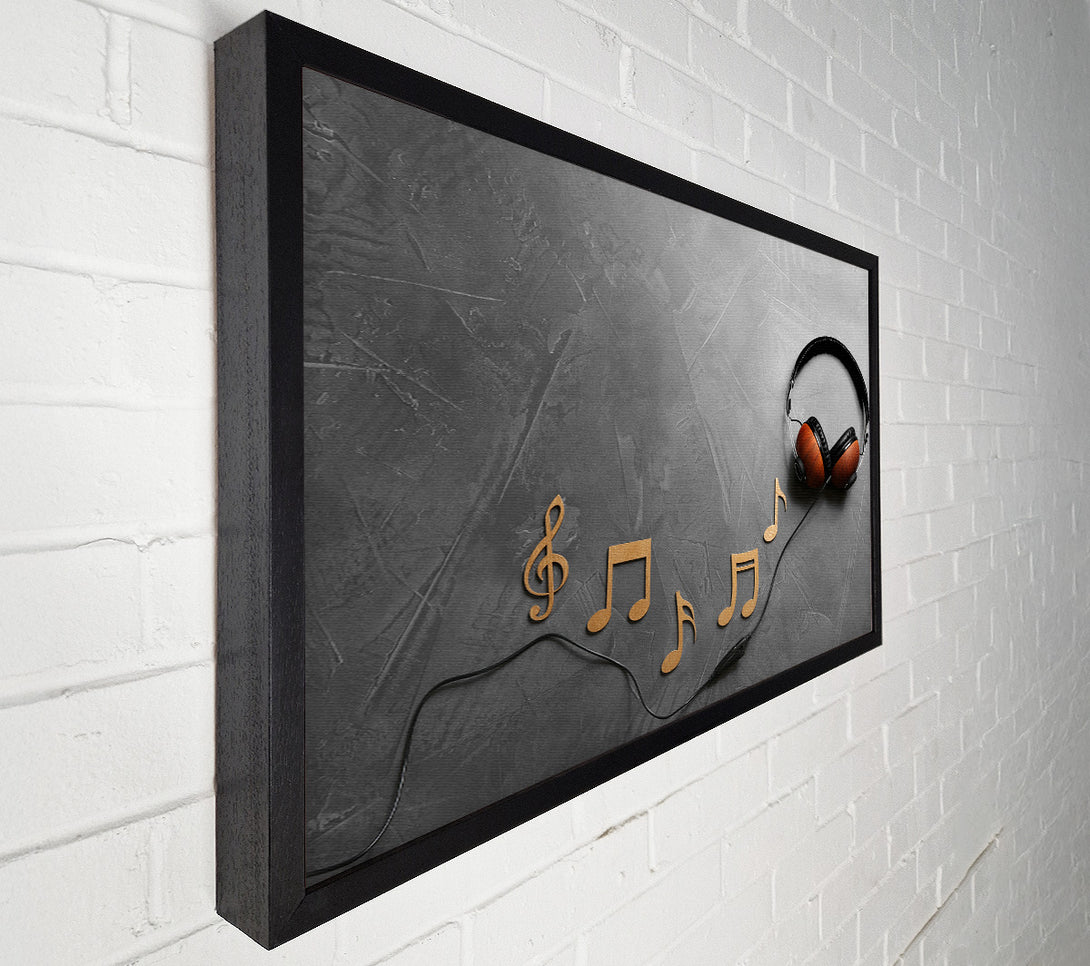  A Canvas Print of 3D musical notes and headphones Canvas Print