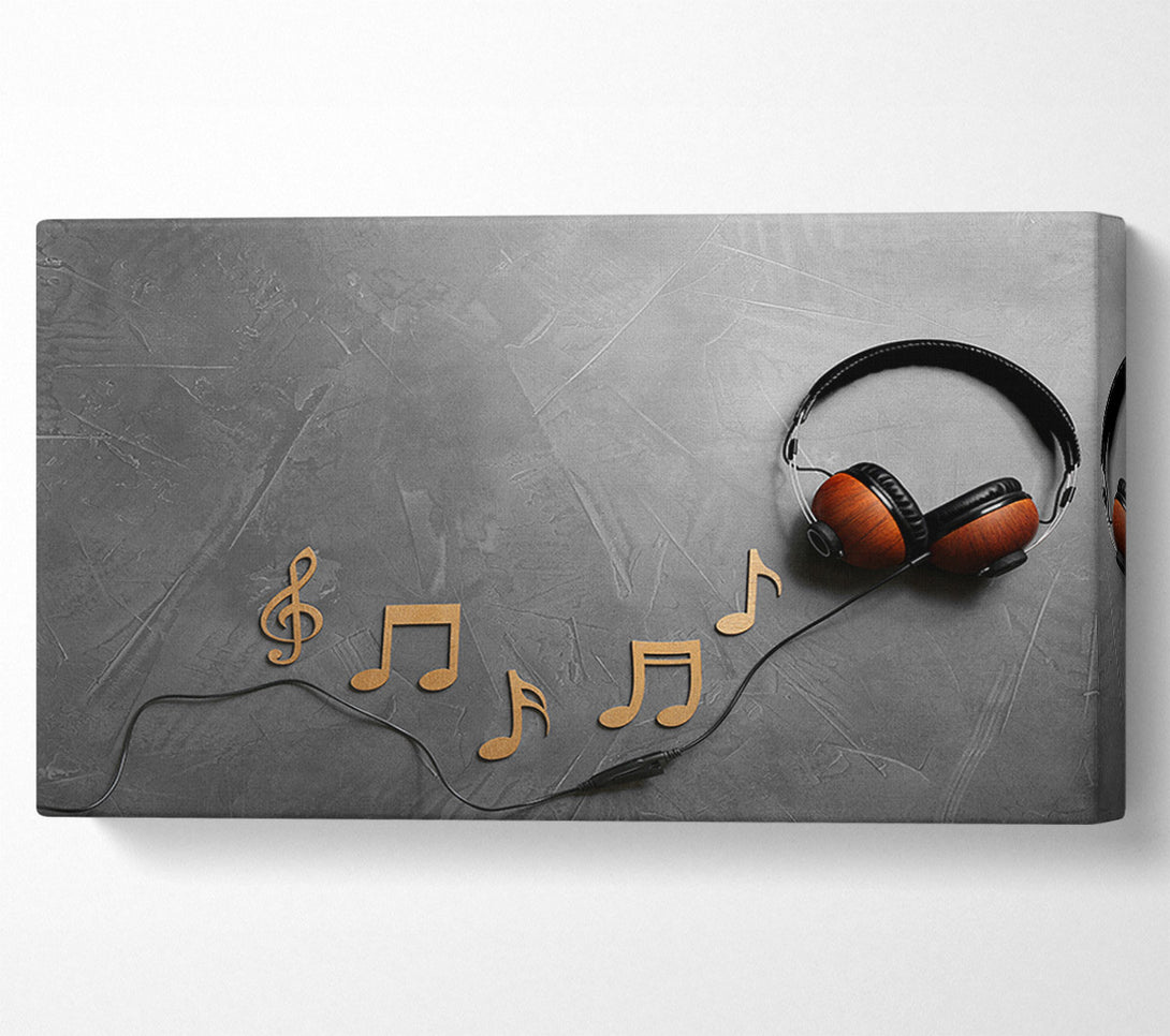  A Canvas Print of 3D musical notes and headphones Canvas Print