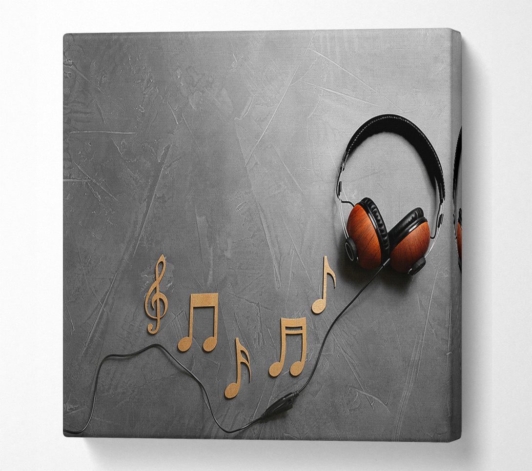  A Canvas Print of 3D musical notes and headphones Canvas Print