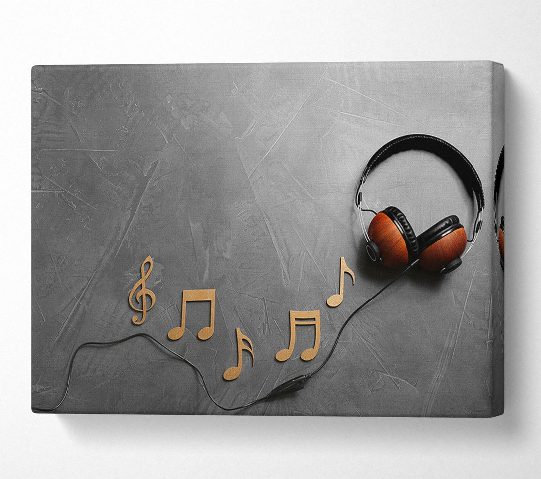 A Canvas Print of 3D musical notes and headphones Canvas Print