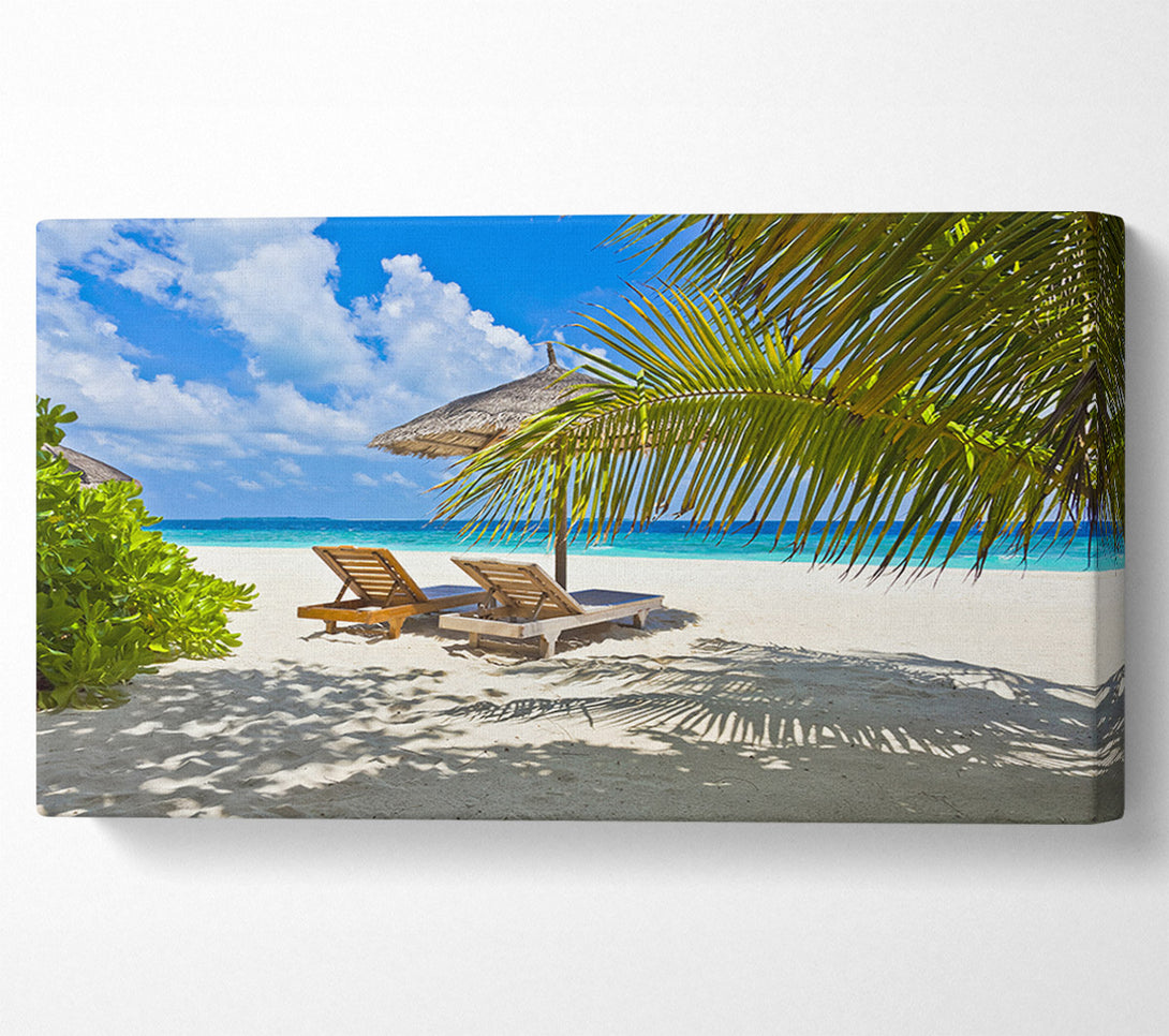  A Canvas Print of Palm beach holiday island Canvas Print