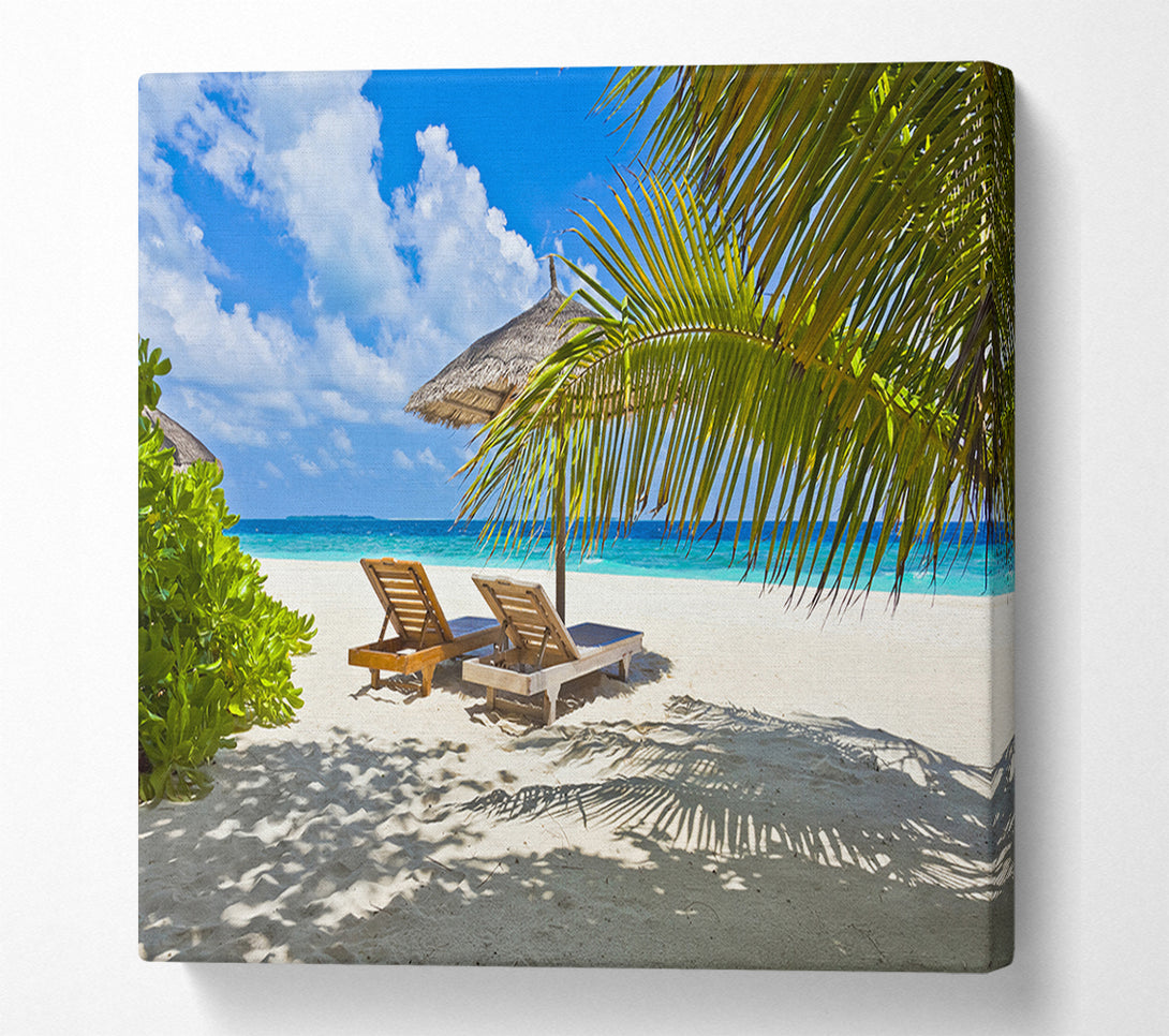  A Canvas Print of Palm beach holiday island Canvas Print