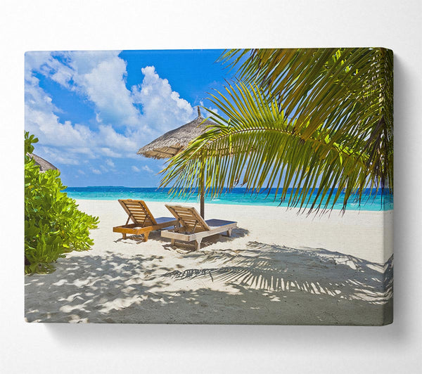  A Canvas Print of Palm beach holiday island Canvas Print