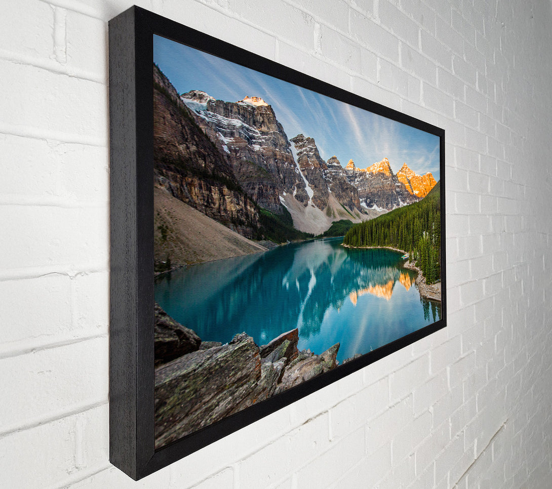  A Canvas Print of Crystal clear lake in the mountain range Canvas Art